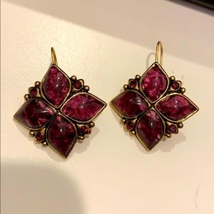 Beautiful deep purple amulet flower earrings